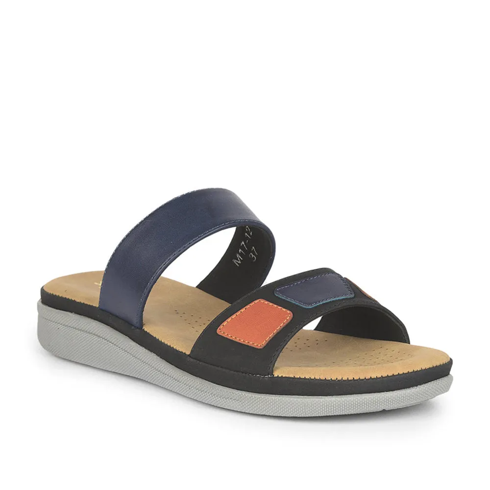 Senorita Casual (Navy Blue) Slippers For Women M17-12 By Liberty slow walk Stretchable Material