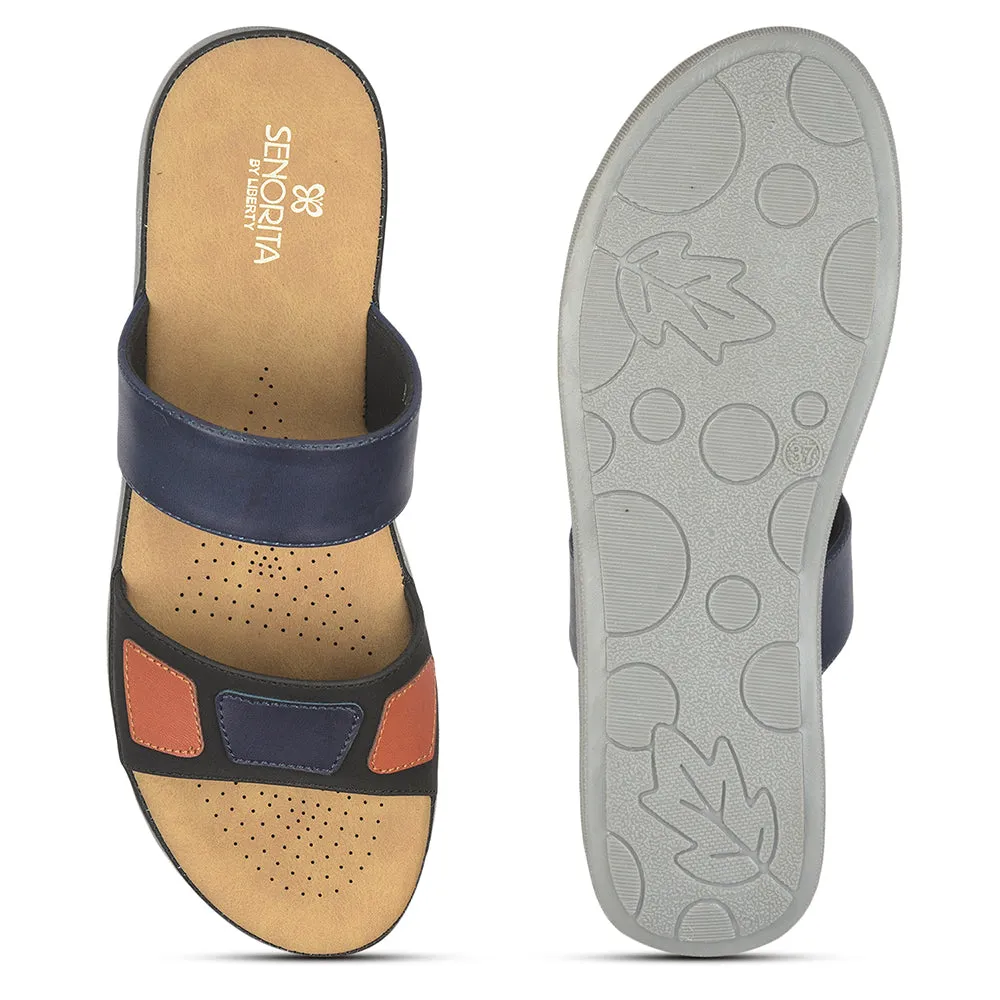 Senorita Casual (Navy Blue) Slippers For Women M17-12 By Liberty Slip Resistant All Weather Old School