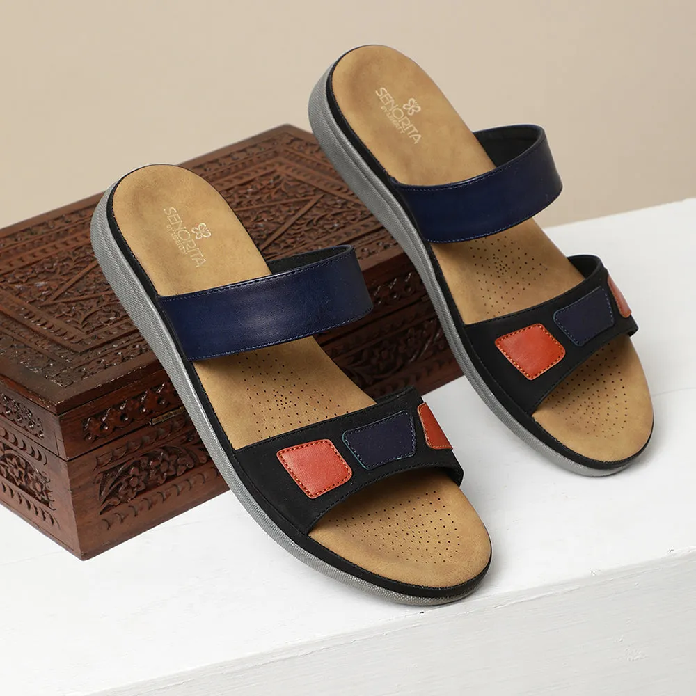 Stable Core Senorita Casual (Navy Blue) Slippers For Women M17-12 By Liberty
