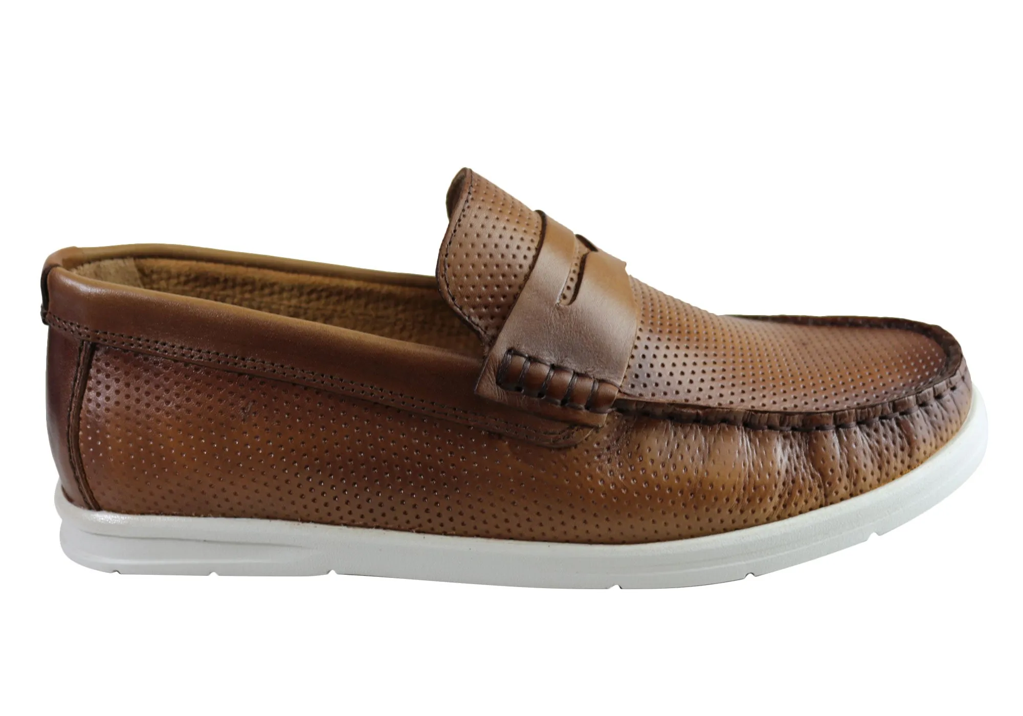 Rubber Sole Trendy Footwear Savelli Nimble Mens Comfortable Cushioned Leather Casual Loafer Shoes