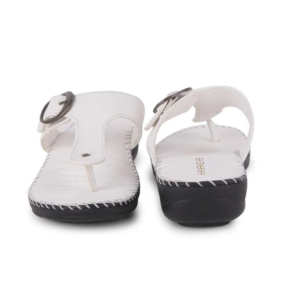 Healers Casual White Slippers For Women DELMA-3E By Liberty Mind Ease Lace Up Style