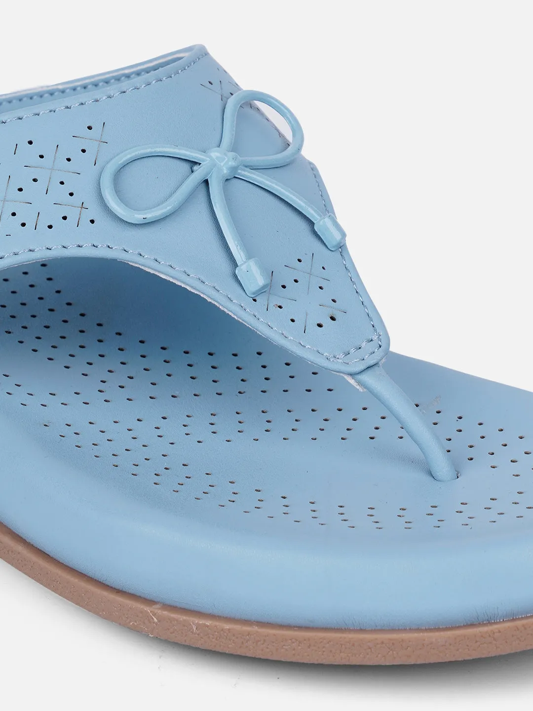 Women's LT.Blue Thong Sandals (IU6010) Elastic Band Stylish Slides