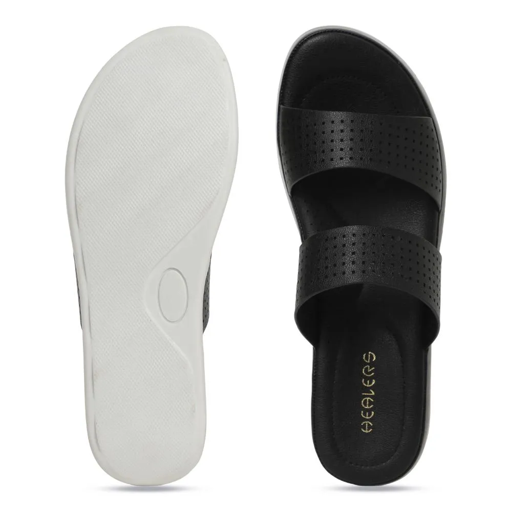 Durable Construction Healers Black Casual Slippers For Women JD-38 By Liberty