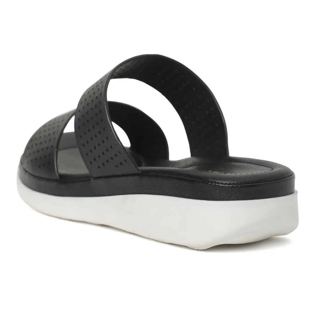 Healers Black Casual Slippers For Women JD-38 By Liberty Easy Wear