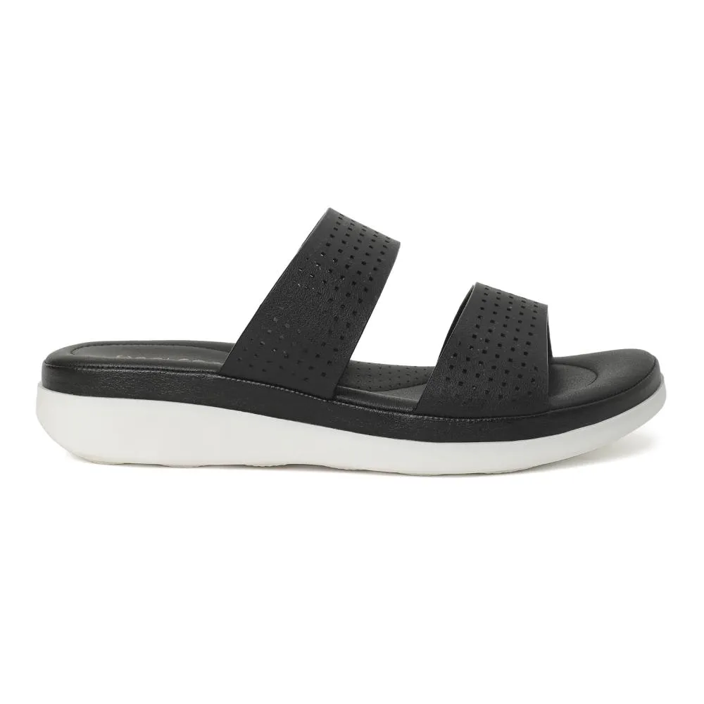 Healers Black Casual Slippers For Women JD-38 By Liberty Swift Path Hill Walk