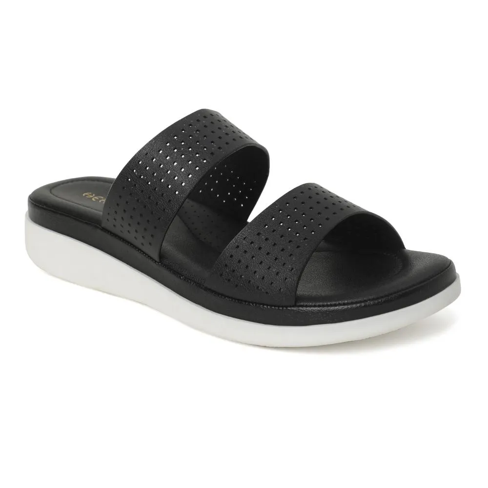 Healers Black Casual Slippers For Women JD-38 By Liberty Lace Up Style Crystal Glow