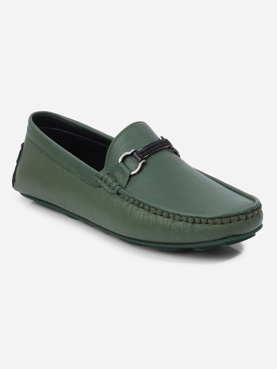 Men's Green Moc Toe Buckle Loafer (IX4111) Sport Life Firm Ground