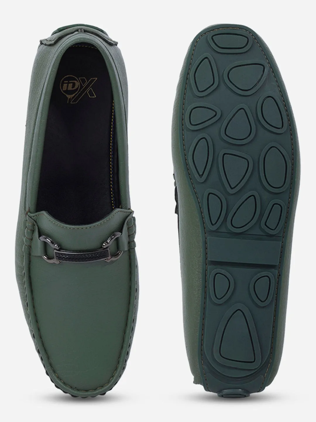 Men's Green Moc Toe Buckle Loafer (IX4111) Style Pop Moon Walk