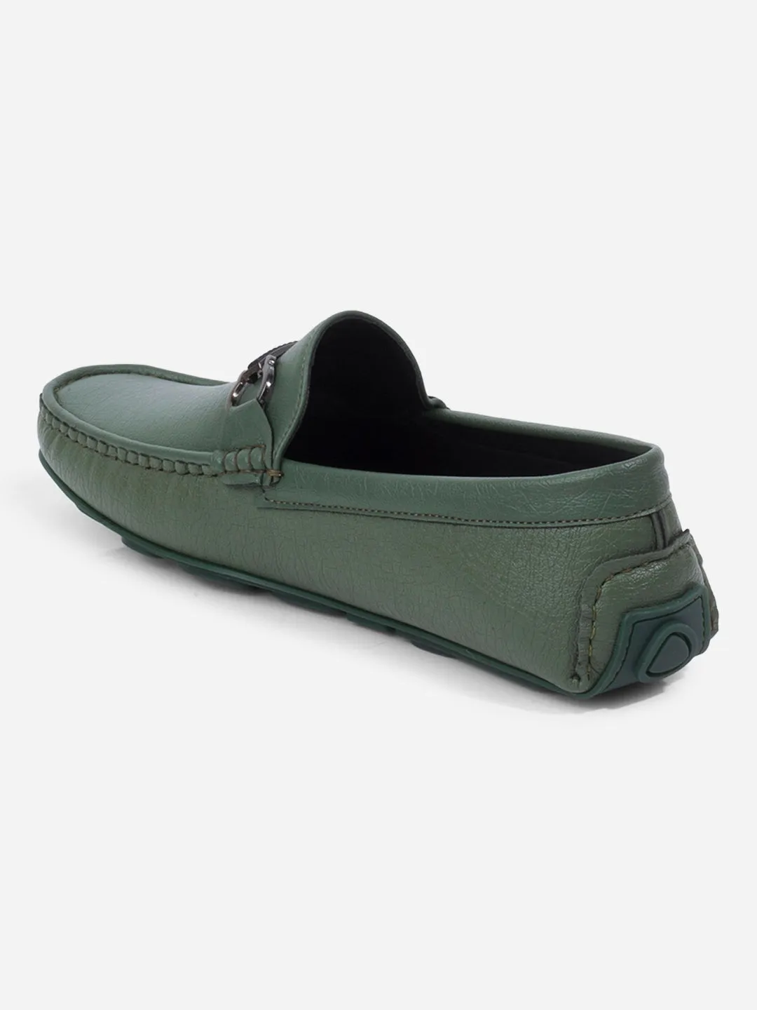 Comfort Platform Men's Green Moc Toe Buckle Loafer (IX4111)