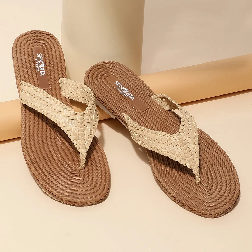 Senorita Casual (Beige) Slipper For Women LSM-0135 By Liberty Responsive Cushion Fitness Lovers Arch Fit