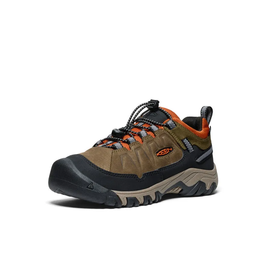 Big Kids' Targhee IV Waterproof Hiking Shoe  |  Dark Olive/Gold Flame Youth fashion Playground - ready kids' shoes