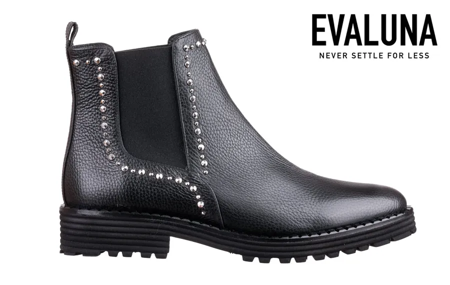 Eva Studs Black Leather Slip Resistant Outsole