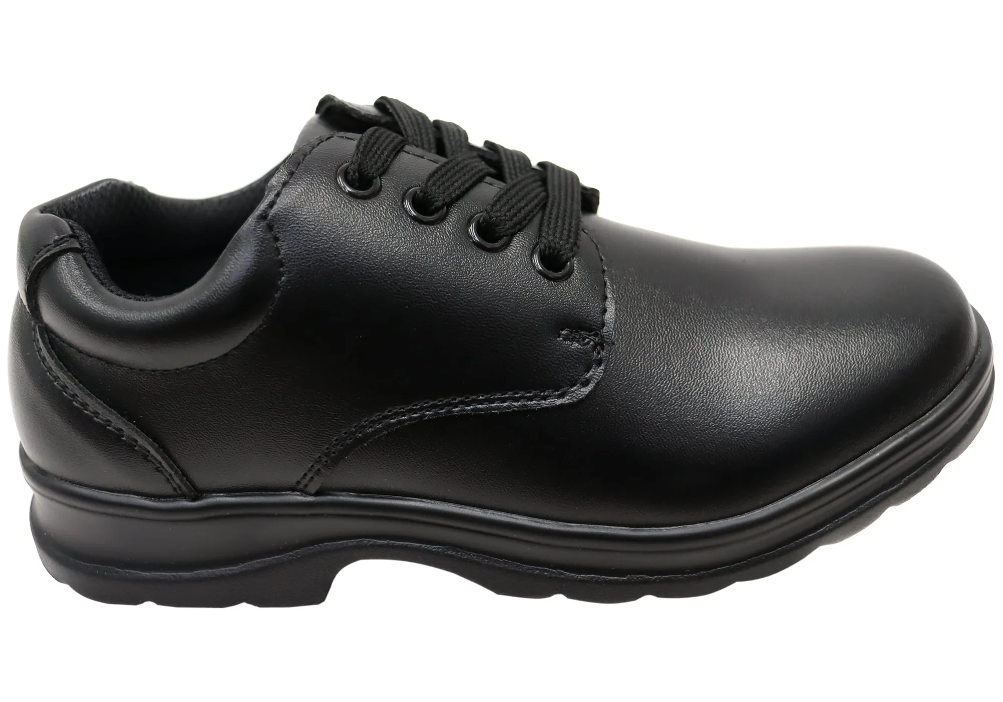 Grosby Educate 2 Kids/Youths Comfortable Lace Up Leather School Shoes Comfort Cushion