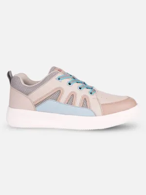 Women's Cream/Blue Platform Sneakers (IU1007) Street Friendly Sculpted cushioning