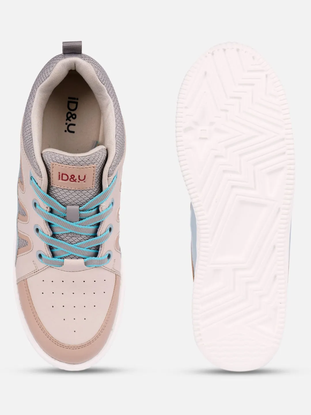 Women's Cream/Blue Platform Sneakers (IU1007) Slip-resistant support Every Scene