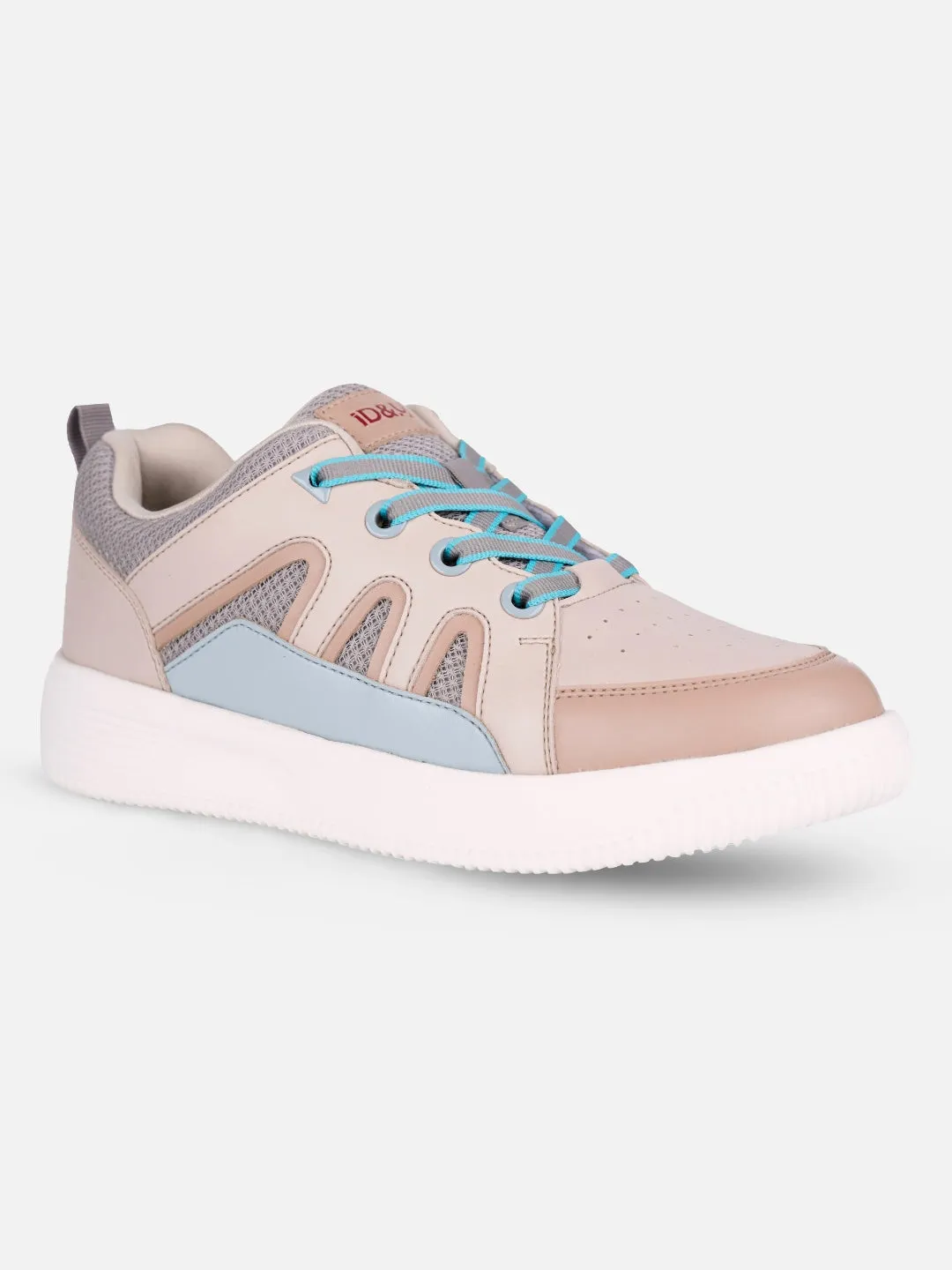 Women's Cream/Blue Platform Sneakers (IU1007) Stretch Entry