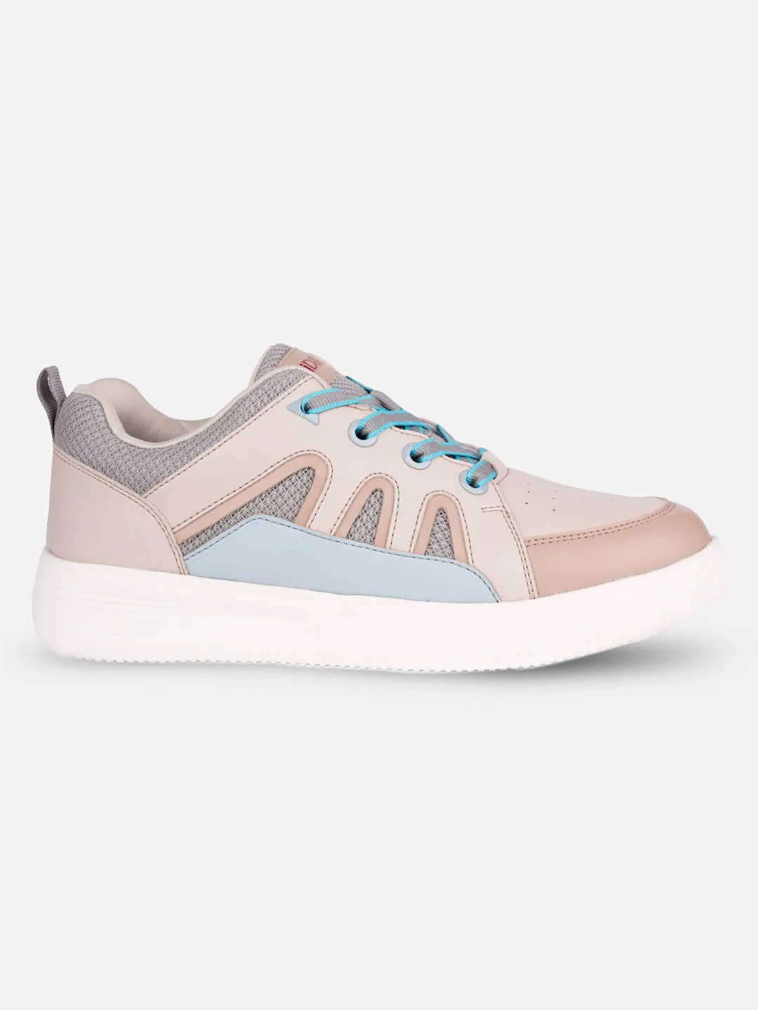 Women's Cream/Blue Platform Sneakers (IU1007) Street Friendly Sculpted cushioning