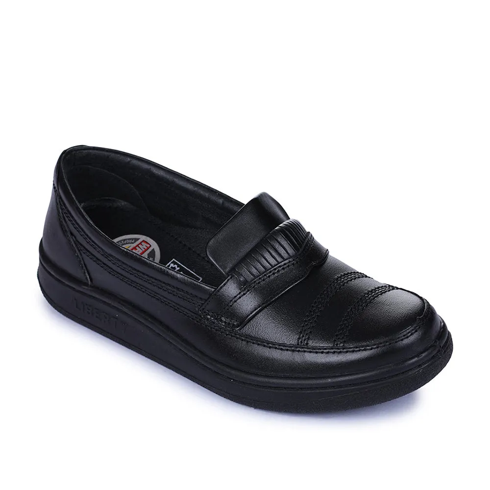 Mesh Fabric Gloss Grain Warrior Black Formal Non Lacing Shoes For Men 2078-02 By Liberty