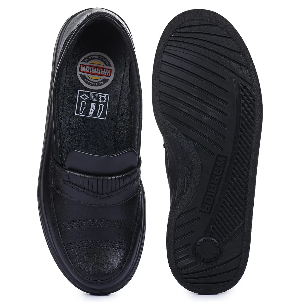 Mesh Breath Toe room Warrior Black Formal Non Lacing Shoes For Men 2078-02 By Liberty