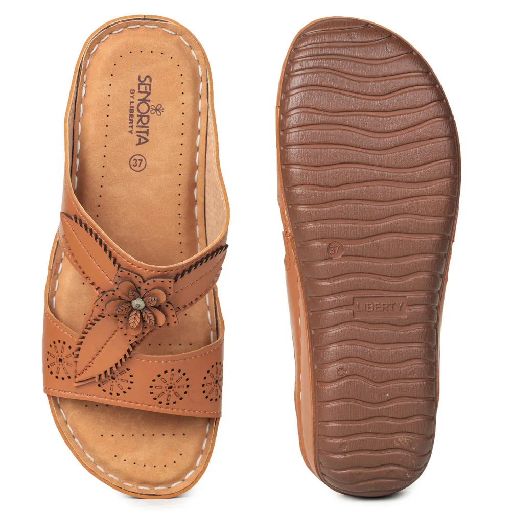 Ventilated Senorita Fashion (Tan) Slippers For Women LAF-755 By Liberty