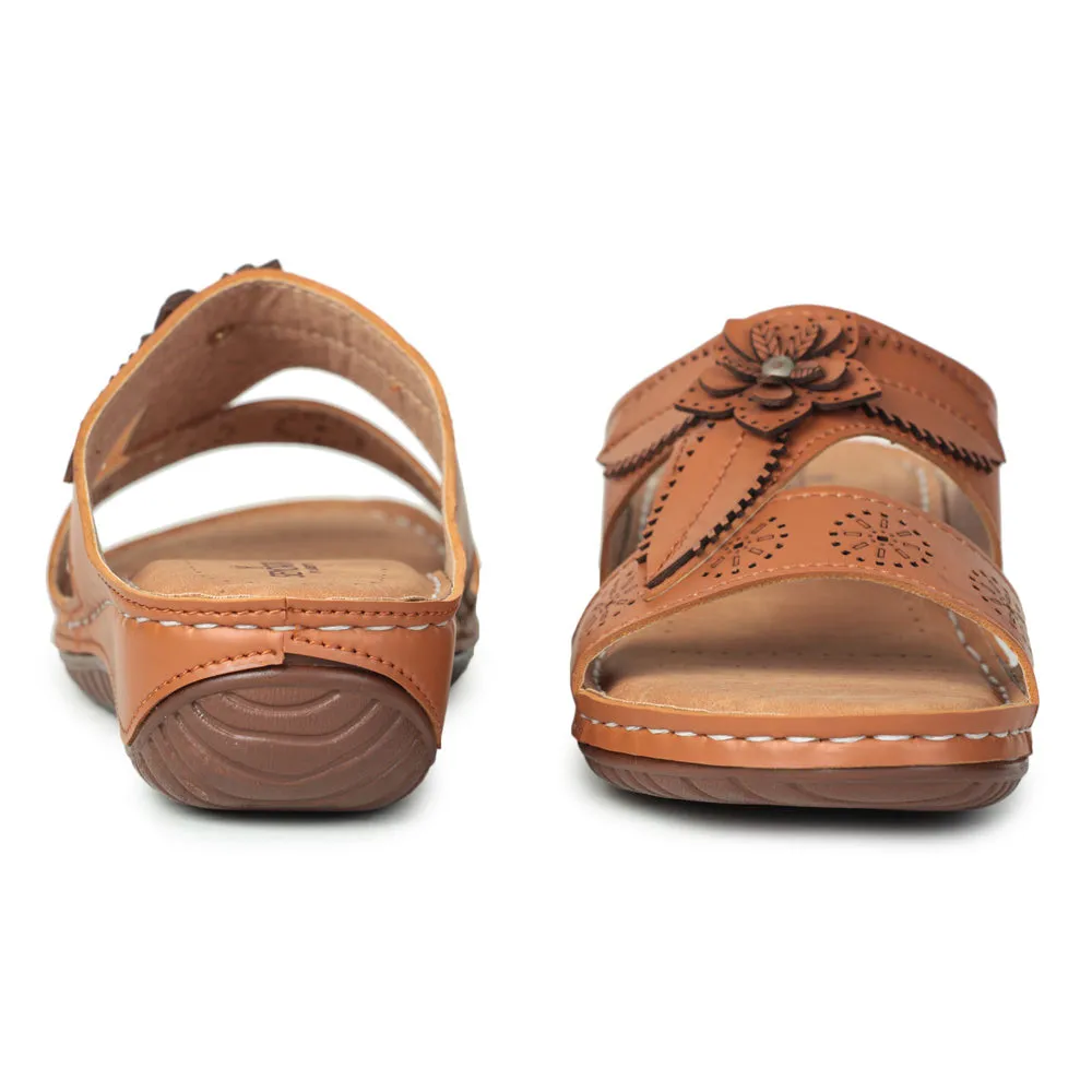 Senorita Fashion (Tan) Slippers For Women LAF-755 By Liberty Sweat Resistant Standing Workers