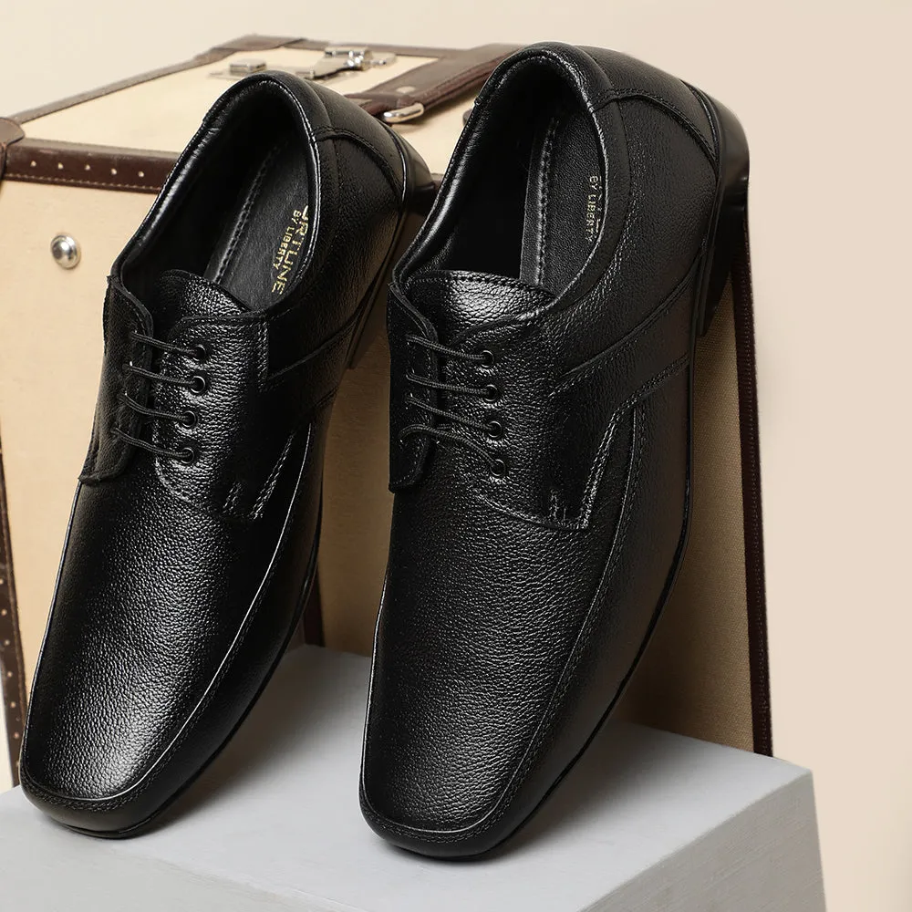 Fortune (Black) Derby Shoes For Men HOL-12 By Liberty Detail Work