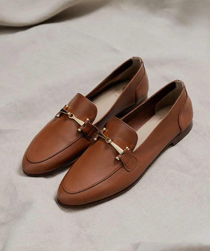 Light Hue Pop Tone Mocassins AMELIE Cognac