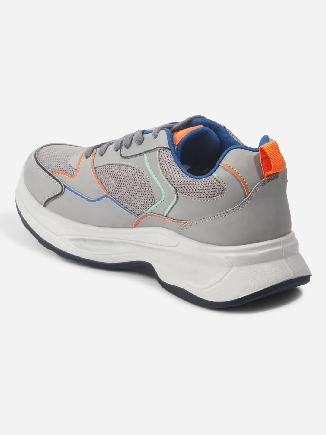 Cushioned Design Classic Fit Men's Grey Spectrum Lace Up Sneakers (IX1066)