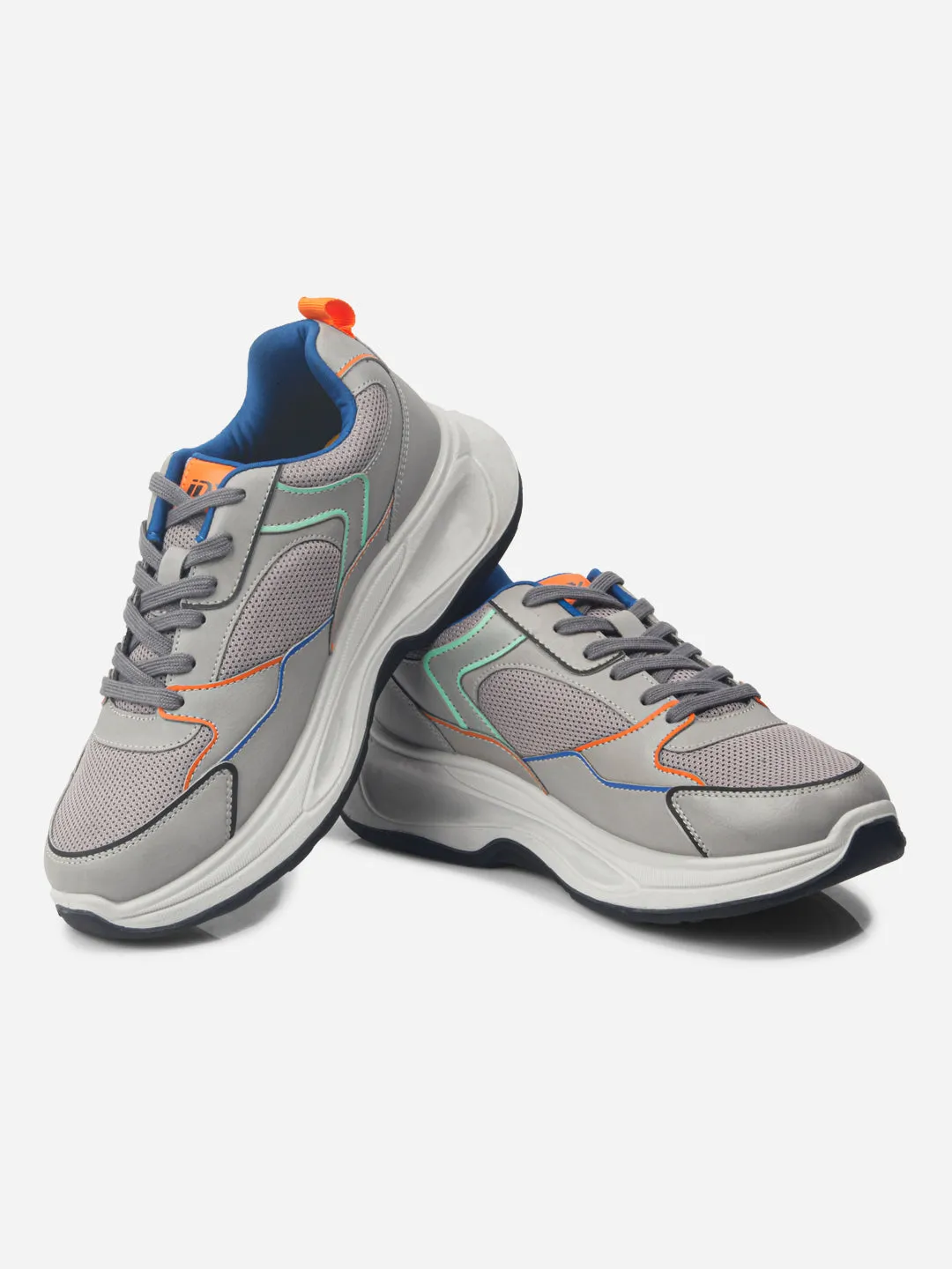 Enhanced Cushioning Men's Grey Spectrum Lace Up Sneakers (IX1066)