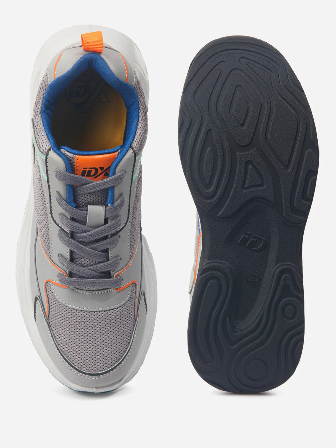 Men's Grey Spectrum Lace Up Sneakers (IX1066) Hydrophobic Upper Treatment Fitness Performance