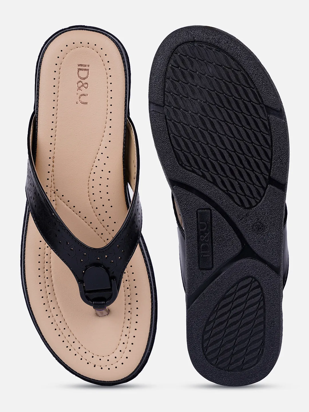Women's Black Thong Sandals (IU6014) ShockAbsorbing