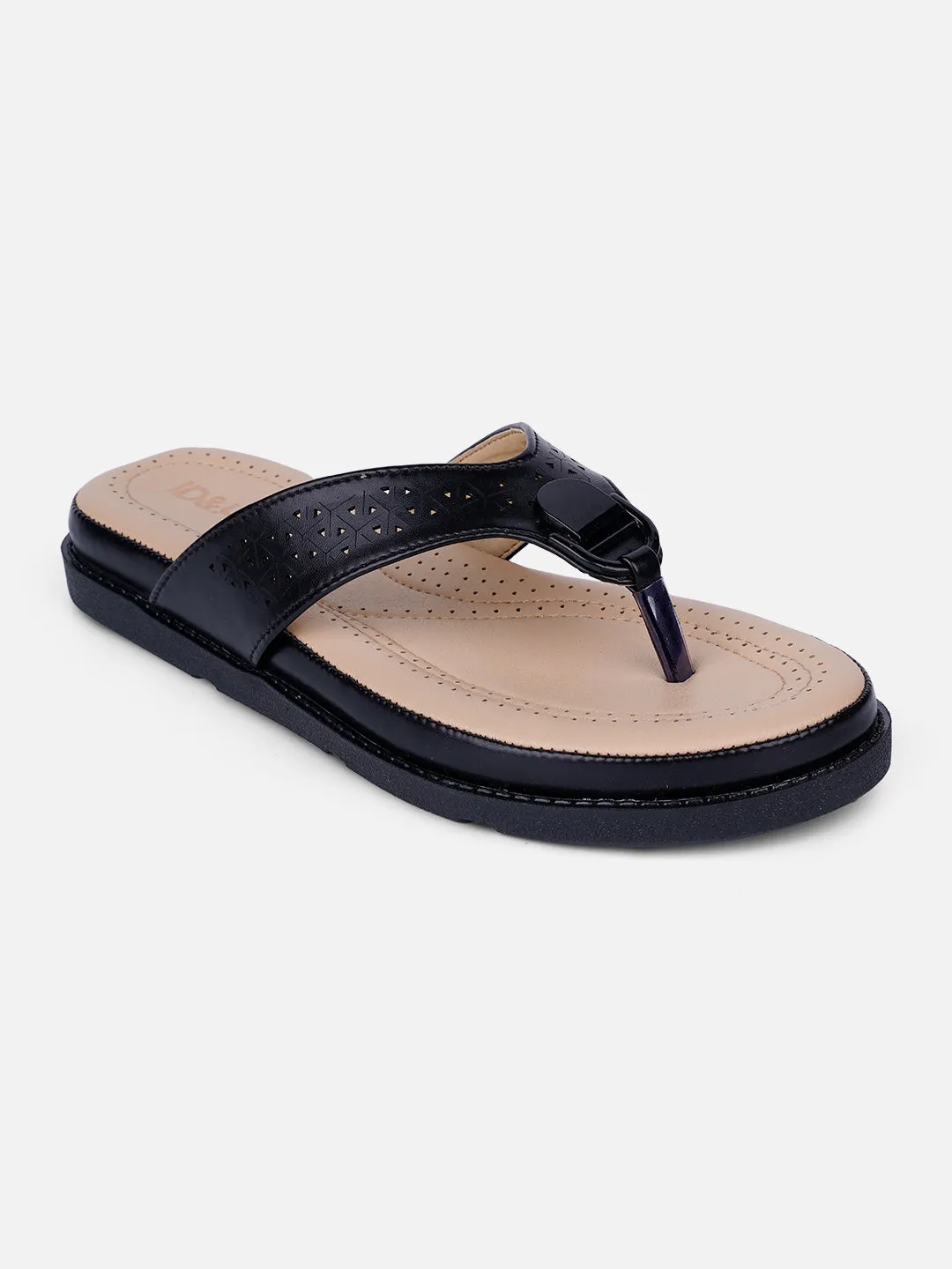 Comfortable Linings Comfort relaxation Women's Black Thong Sandals (IU6014)