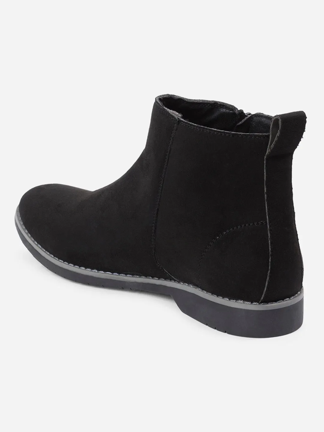 Brave Walk Rain Safe Men's Black Suede Smart Casual Zipper Boot  (IX3036)