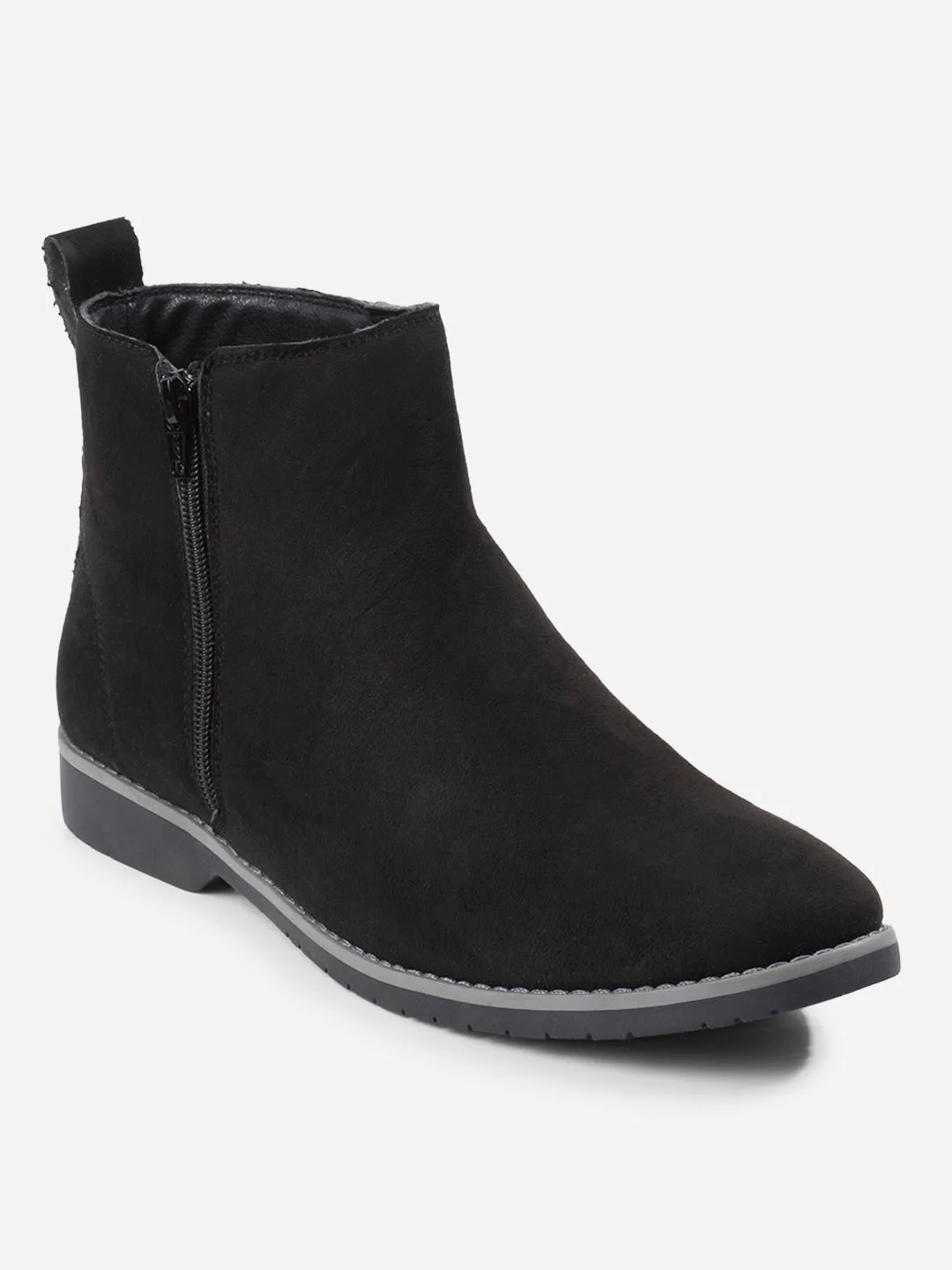 Men's Black Suede Smart Casual Zipper Boot  (IX3036) Outfit Key