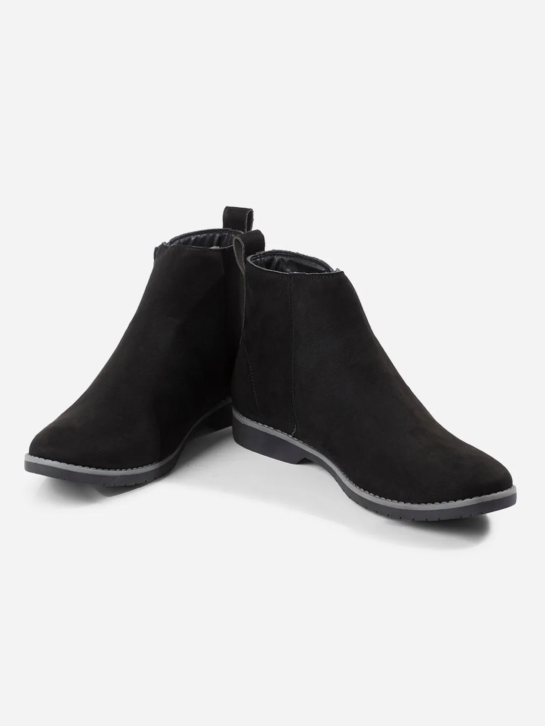 Men's Black Suede Smart Casual Zipper Boot  (IX3036) Star Edge