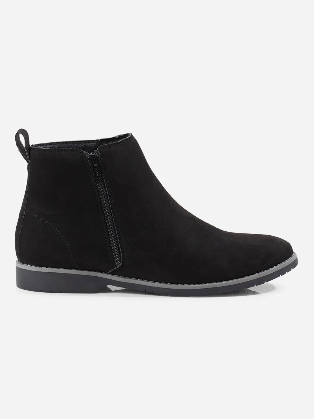 All Day Travel Light Men's Black Suede Smart Casual Zipper Boot  (IX3036)