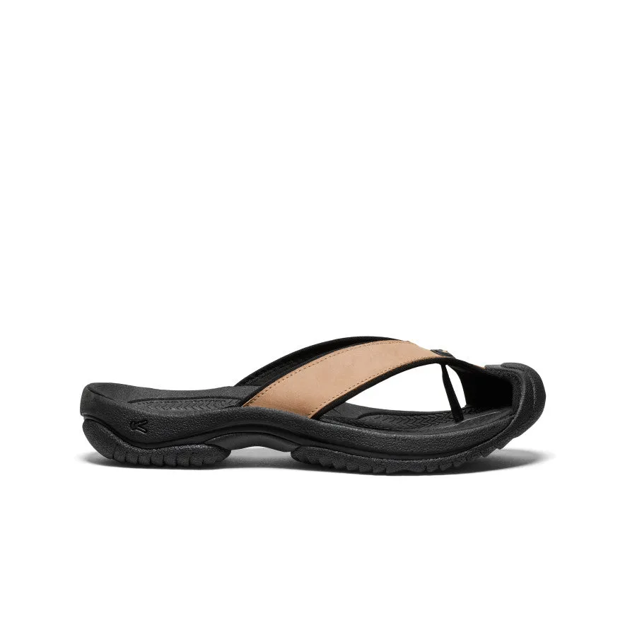 No Odor Men's Waimea Leather Flip-Flop  |  Cornstalk/Black