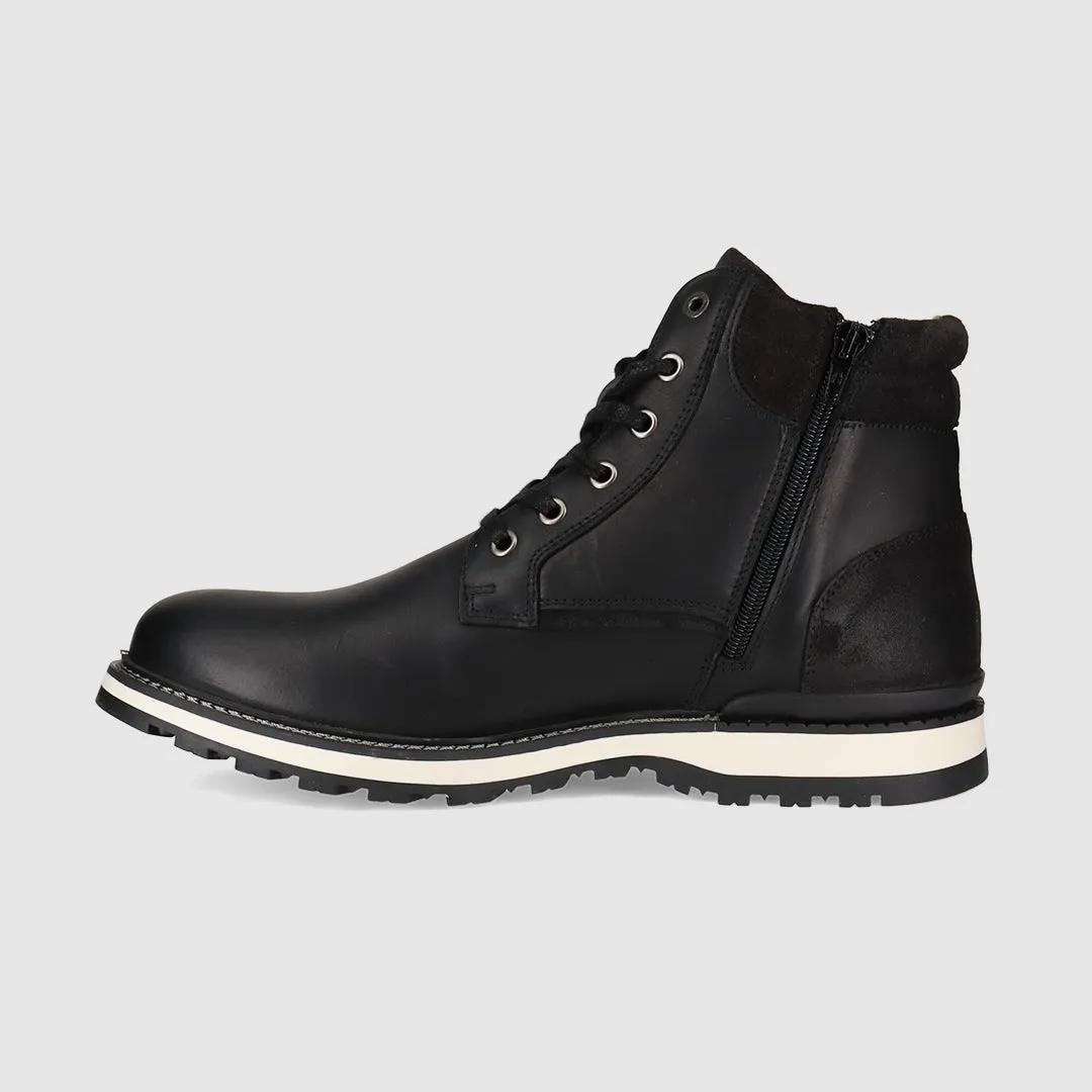 Stud Lace Up Boots Black Shock Absorbing Winter Walker