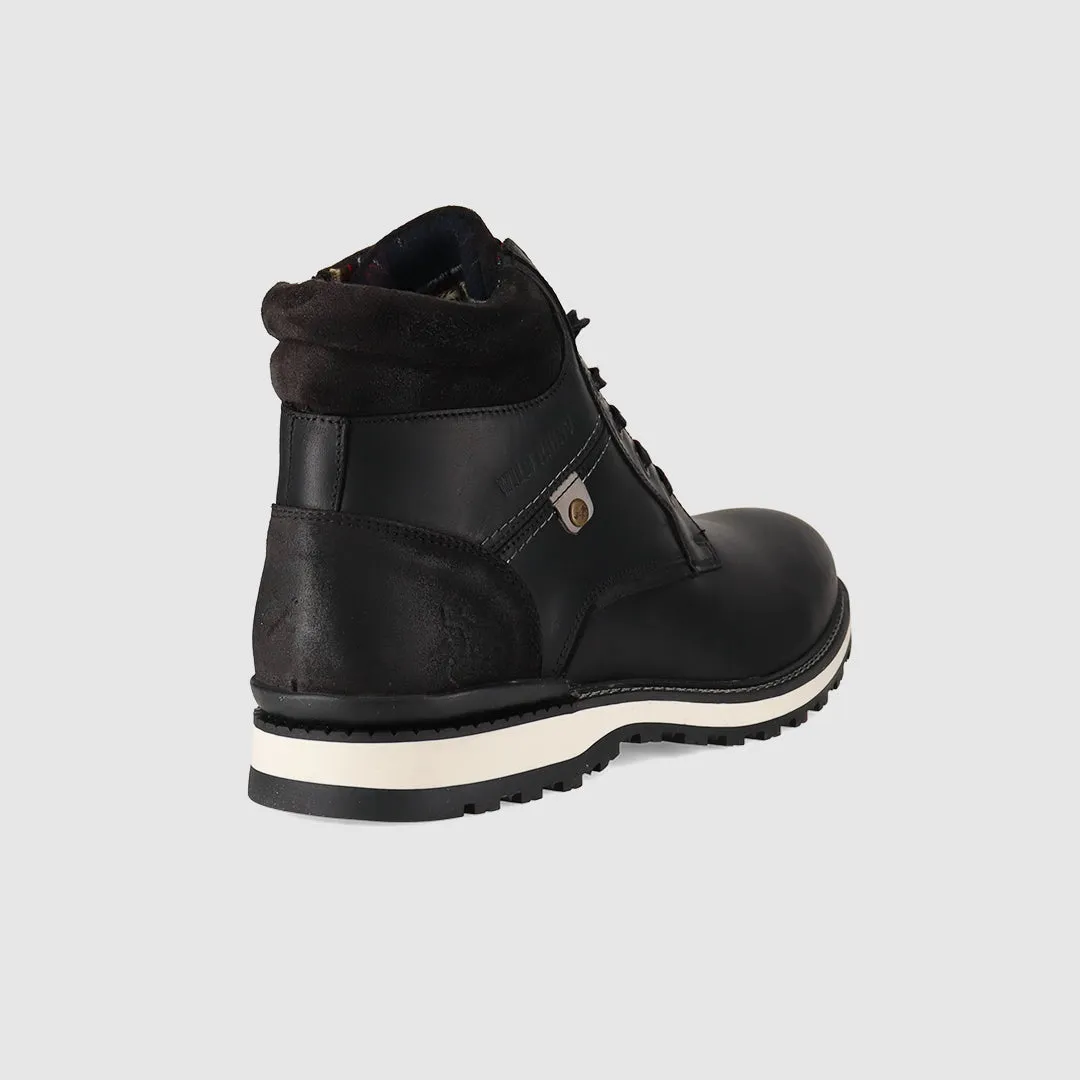 Stud Lace Up Boots Black Stretchable