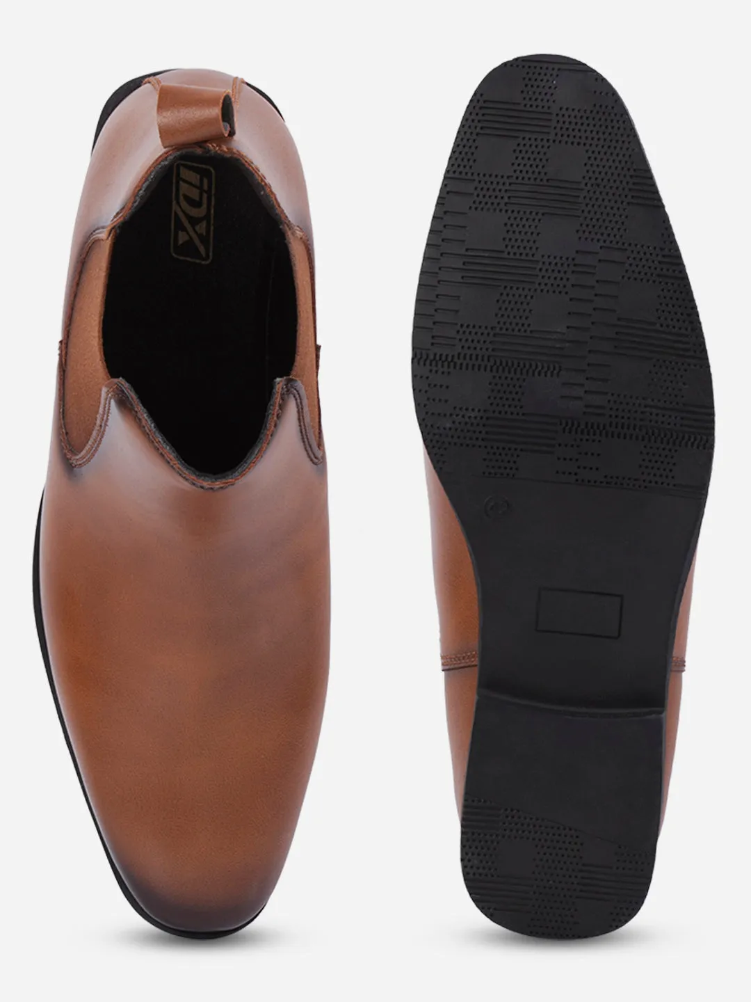 Men's Tan Chelsea Formal Slip On Boots (IX3039) Party Glow Peace Mood