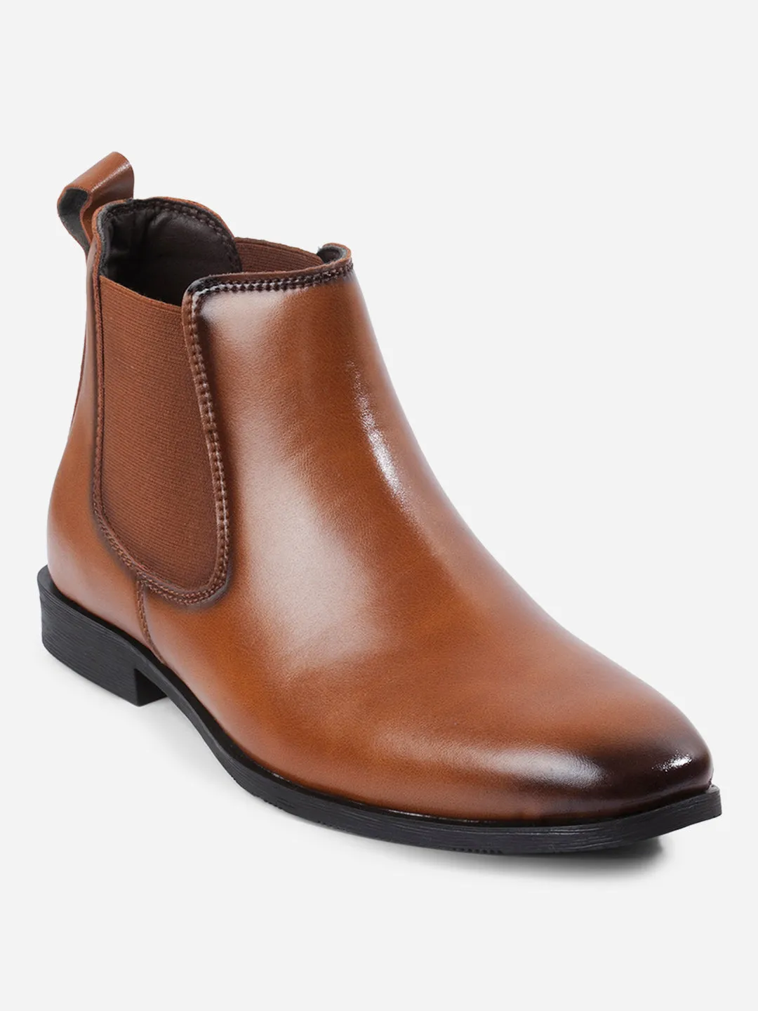 World Step Play Hard Men's Tan Chelsea Formal Slip On Boots (IX3039)
