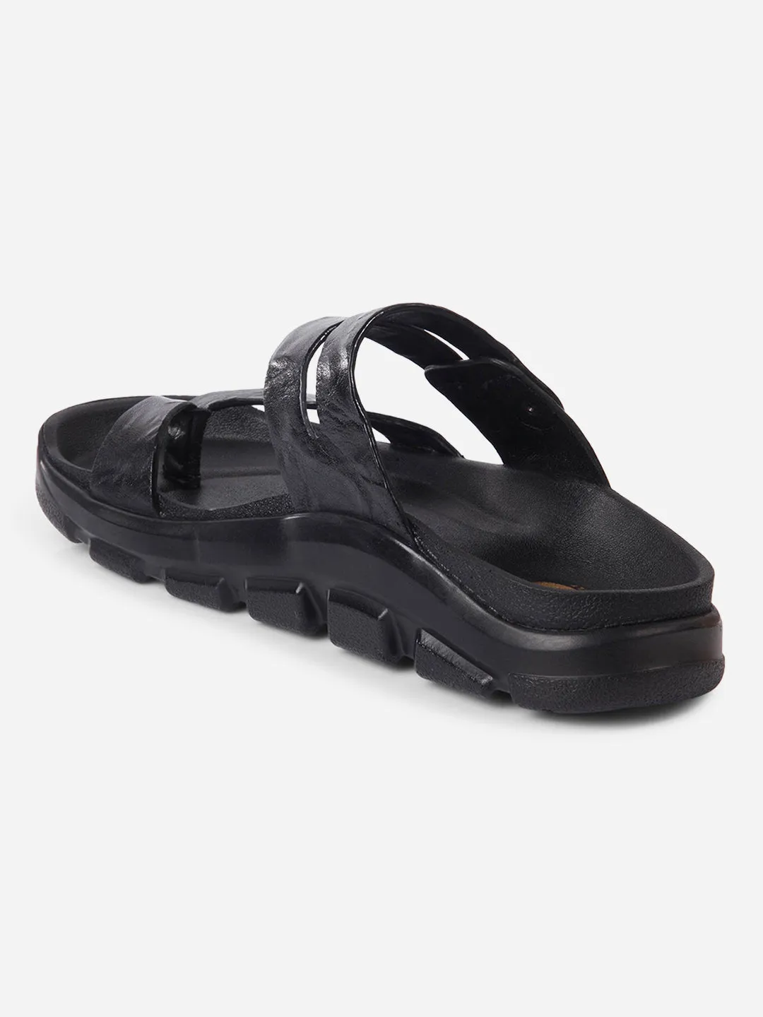 Feather Light Modern Commuters Men's Black Strap Sandals (ID4273)