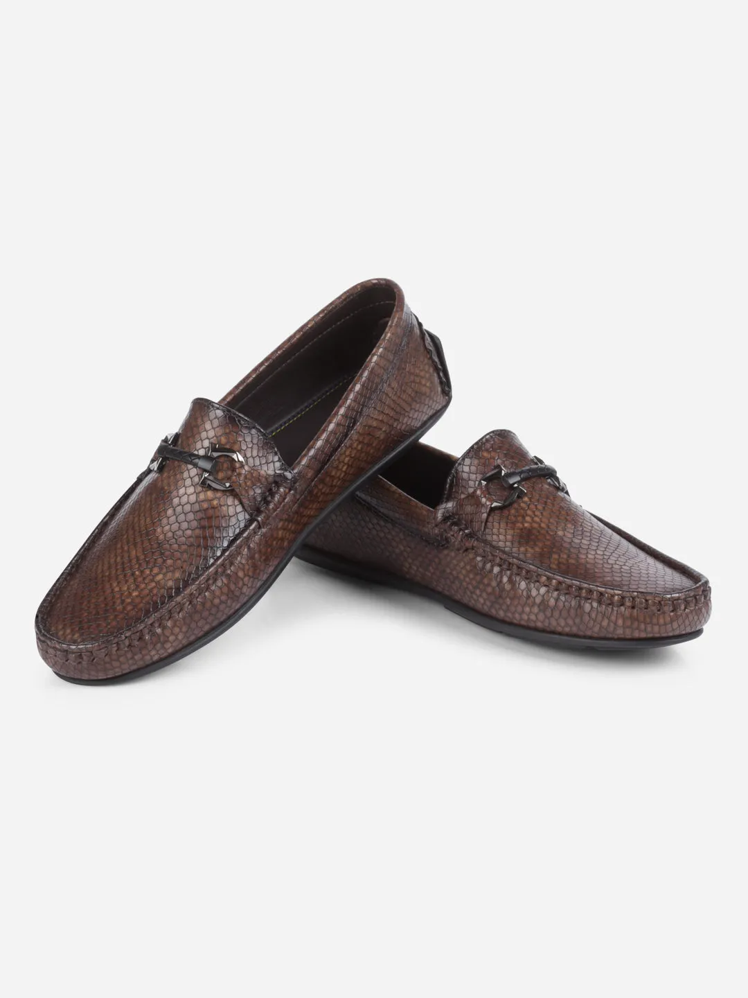 Men's Brown Moc Toe Buckle Loafer (IX4114) Street Ball