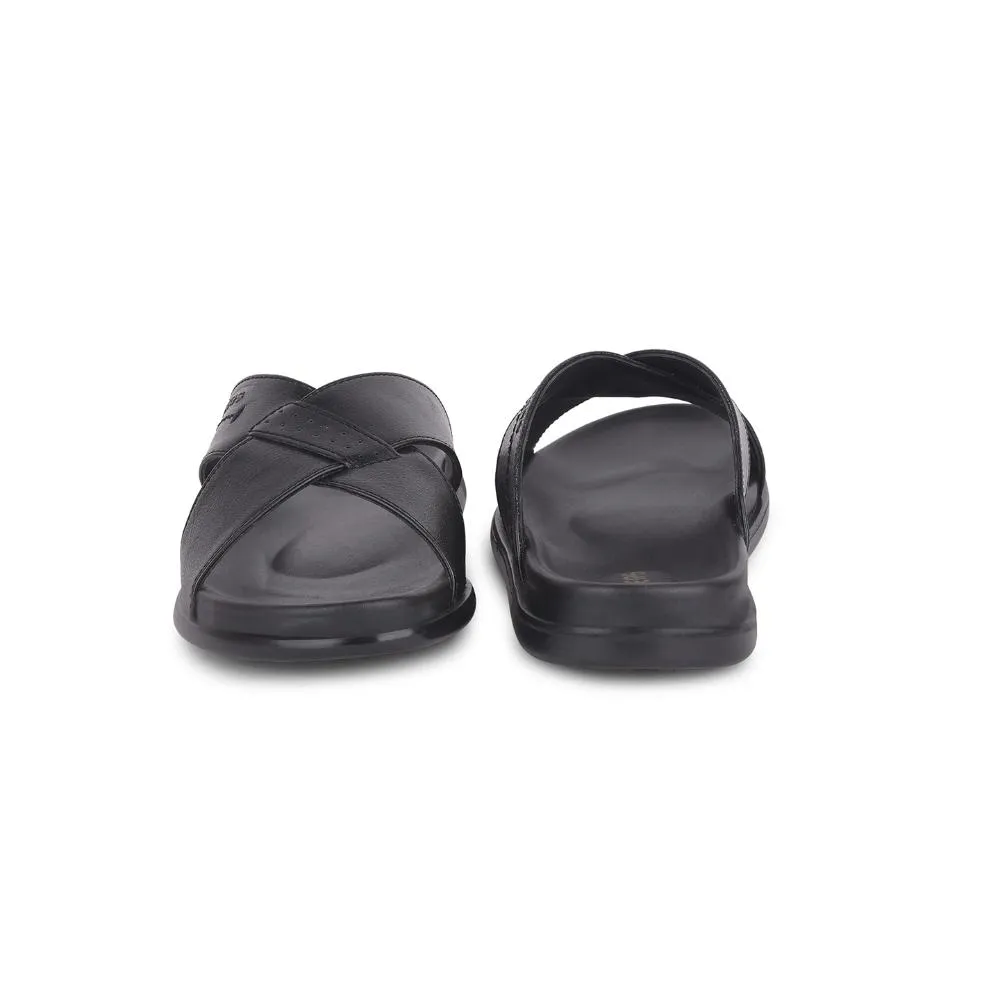 Calm Walk Healers Casual Black Slippers For Men LEEKS-2 By Liberty