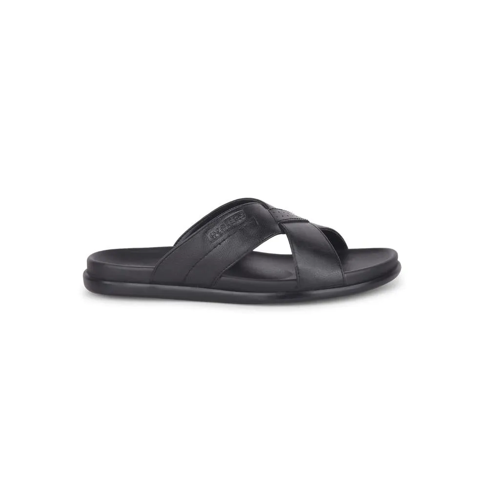 Healers Casual Black Slippers For Men LEEKS-2 By Liberty Prestige Circle Exact Fit