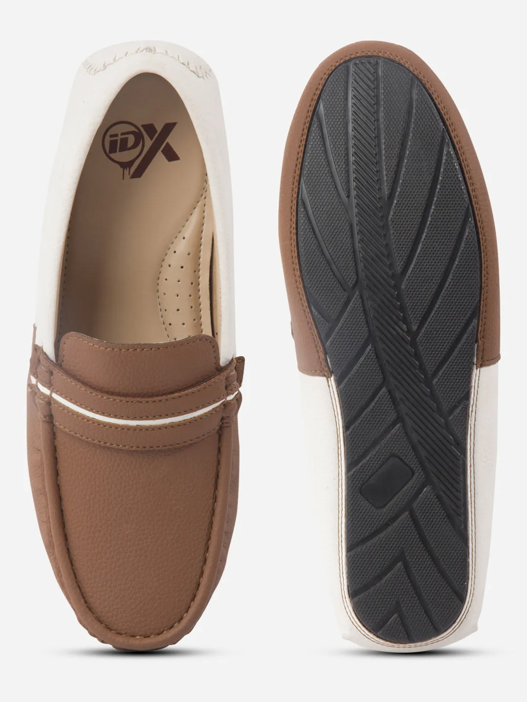 Men's Tan White Multi Color Loafer (IX4106) ergonomic Dad Pick