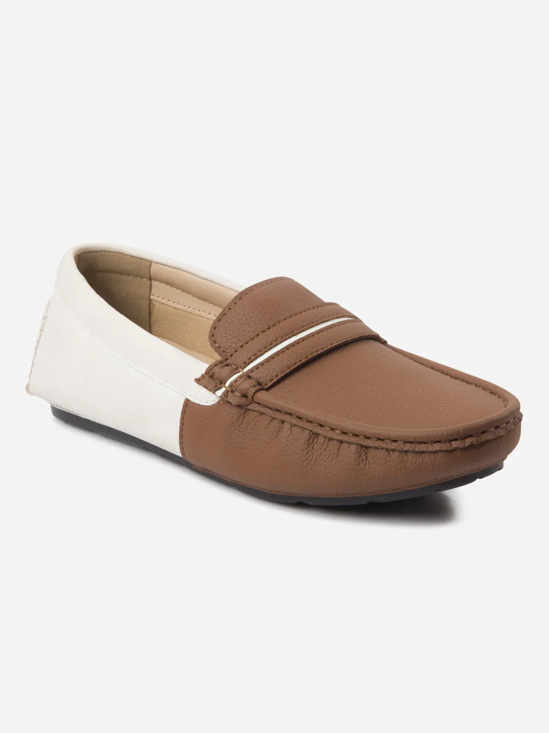 Men's Tan White Multi Color Loafer (IX4106) Comfort support