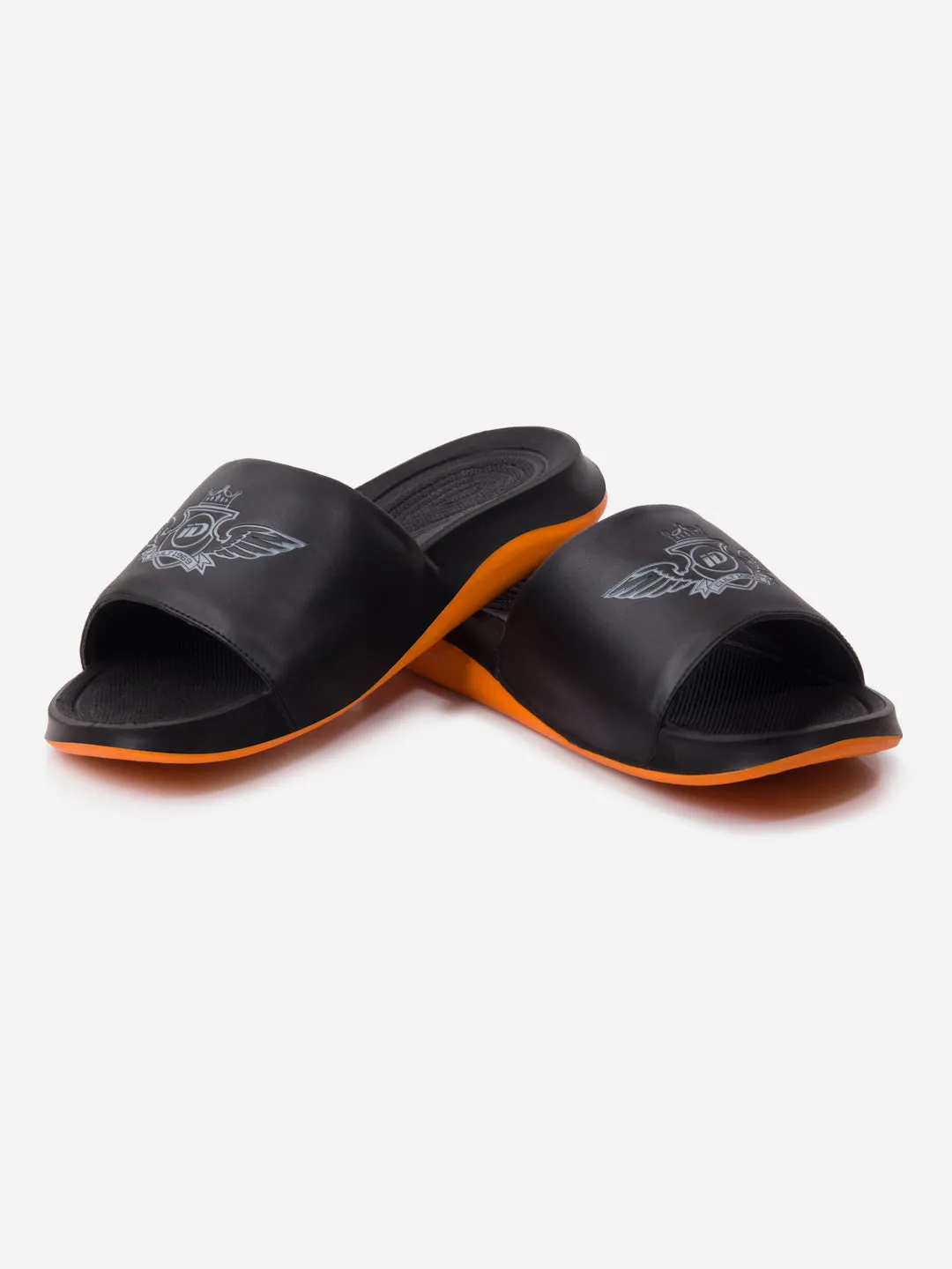 Men's Black/Orange Active Graphic Printed Slider (IX5018) Climb Strong
