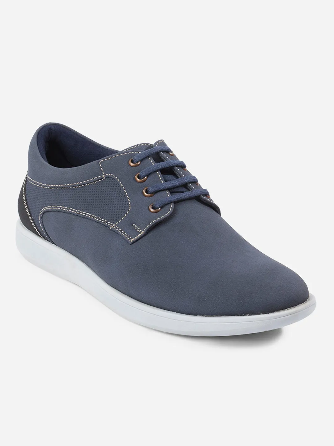 Men's Blue Suede Finish Casual Lace Up (IX2146) Sky View