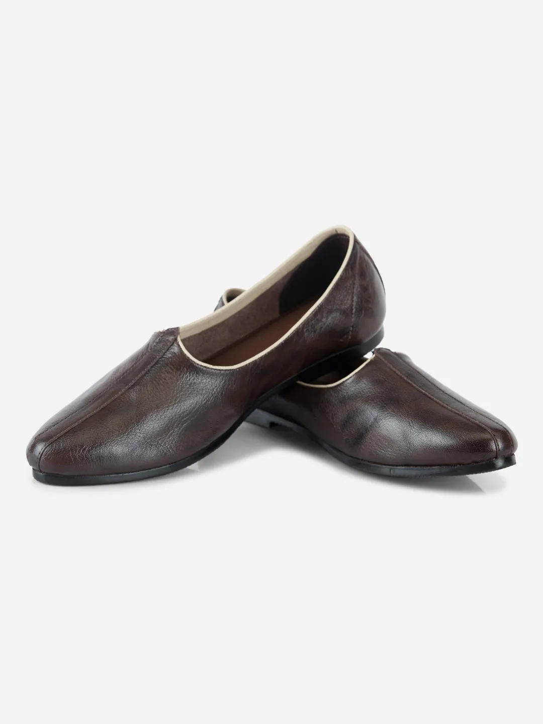 Leather Touch Lace Tie Men's Brown Ethnic Jalsa Jooti and Mojaris (ID1077)